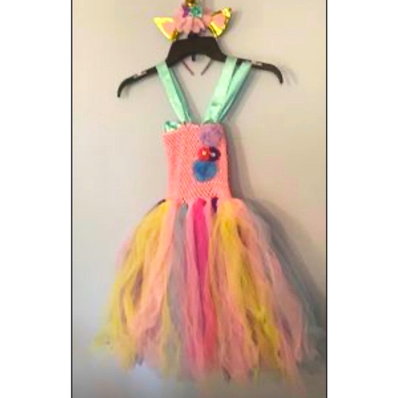 Other - Girls Adjustable Pink Green Unicorn Tutu HALLOWEEN Costume